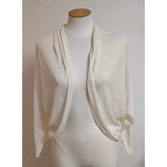 Women's UNTOUCHED WORLD New Zealand Linen Blend Cream Wrap Sweater M - Picture 1 of 10
